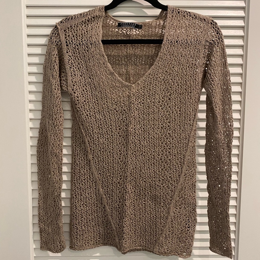 Peruvian Connection - brown sweater, women’s size XS. Like new condition